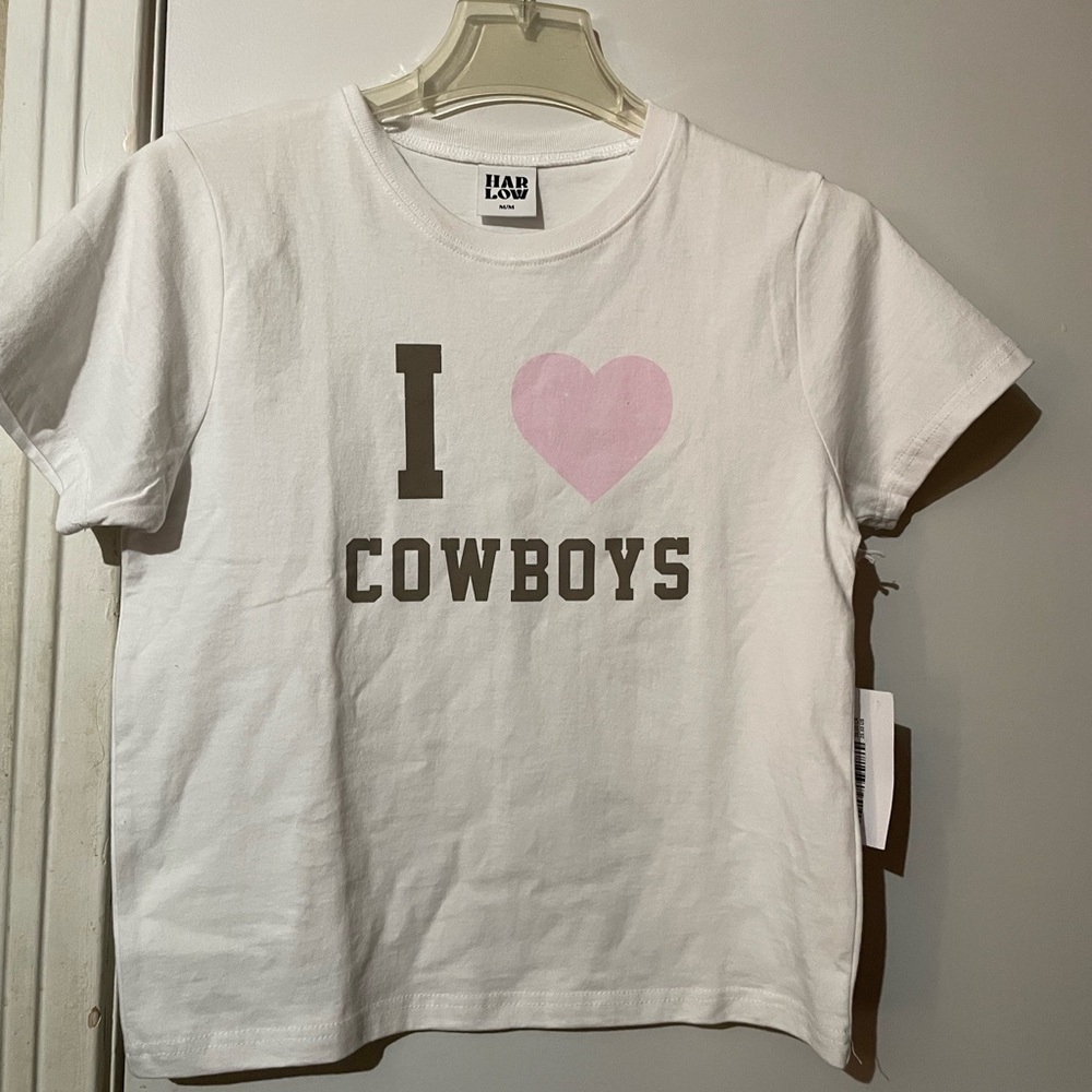 Harlow White and Pink I Love Cowboys Kids T-Shirt